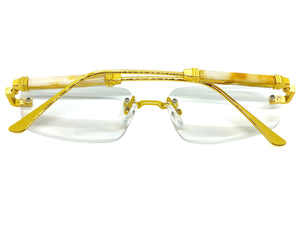 Classy Elegant Luxury Modern Style Clear Lens EYEGLASSES Rimless Gold Frame 5335