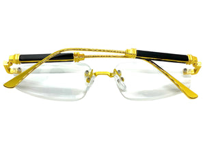 Classy Elegant Luxury Modern Style Clear Lens EYEGLASSES Rimless Gold Frame 5335