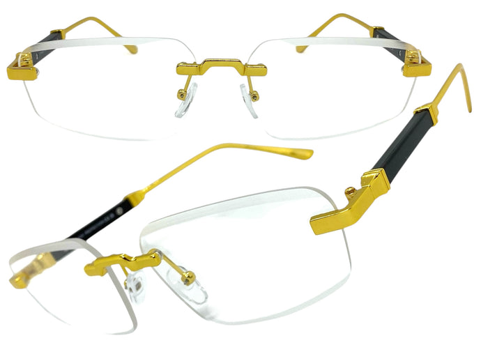 Classy Elegant Luxury Modern Style Clear Lens EYEGLASSES Rimless Gold Frame 5335