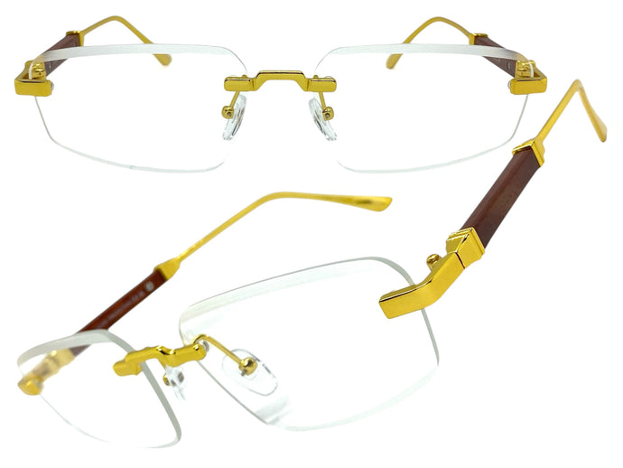Classy Elegant Luxury Modern Style Clear Lens EYEGLASSES Rimless Gold Frame 5335