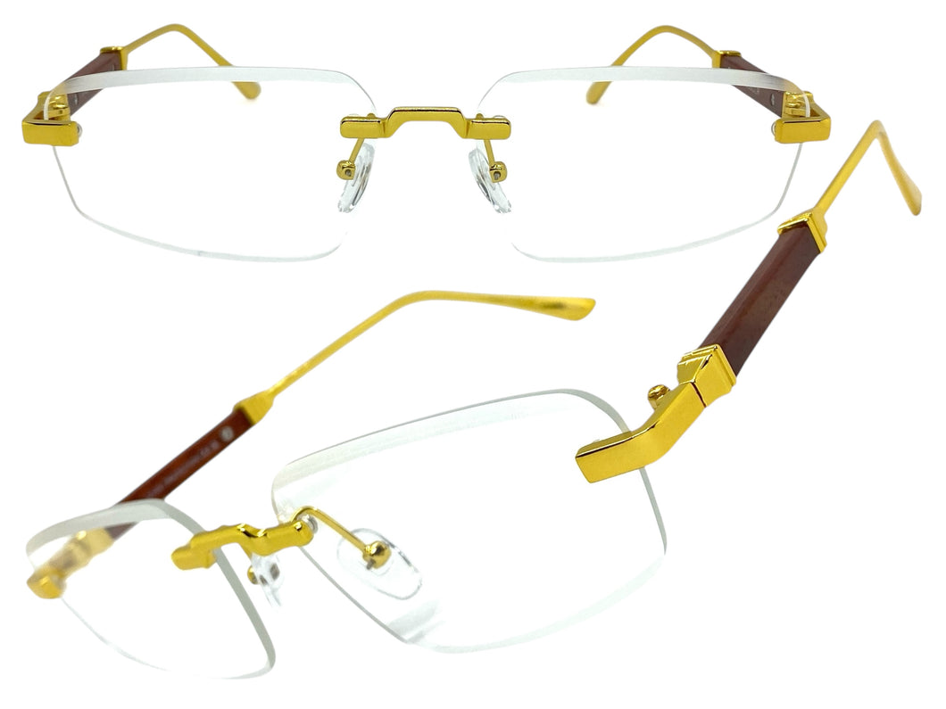 Classy Elegant Luxury Modern Style Clear Lens EYEGLASSES Rimless Gold Frame 5335