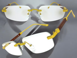Classy Elegant Luxury Modern Style Clear Lens EYEGLASSES Rimless Gold Frame 5335