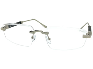 Classy Elegant Luxury Modern Style Clear Lens EYEGLASSES Rimless Silver Frame 5335