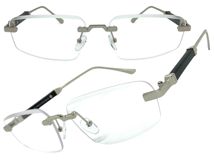 Classy Elegant Luxury Modern Style Clear Lens EYEGLASSES Rimless Silver Frame 5335