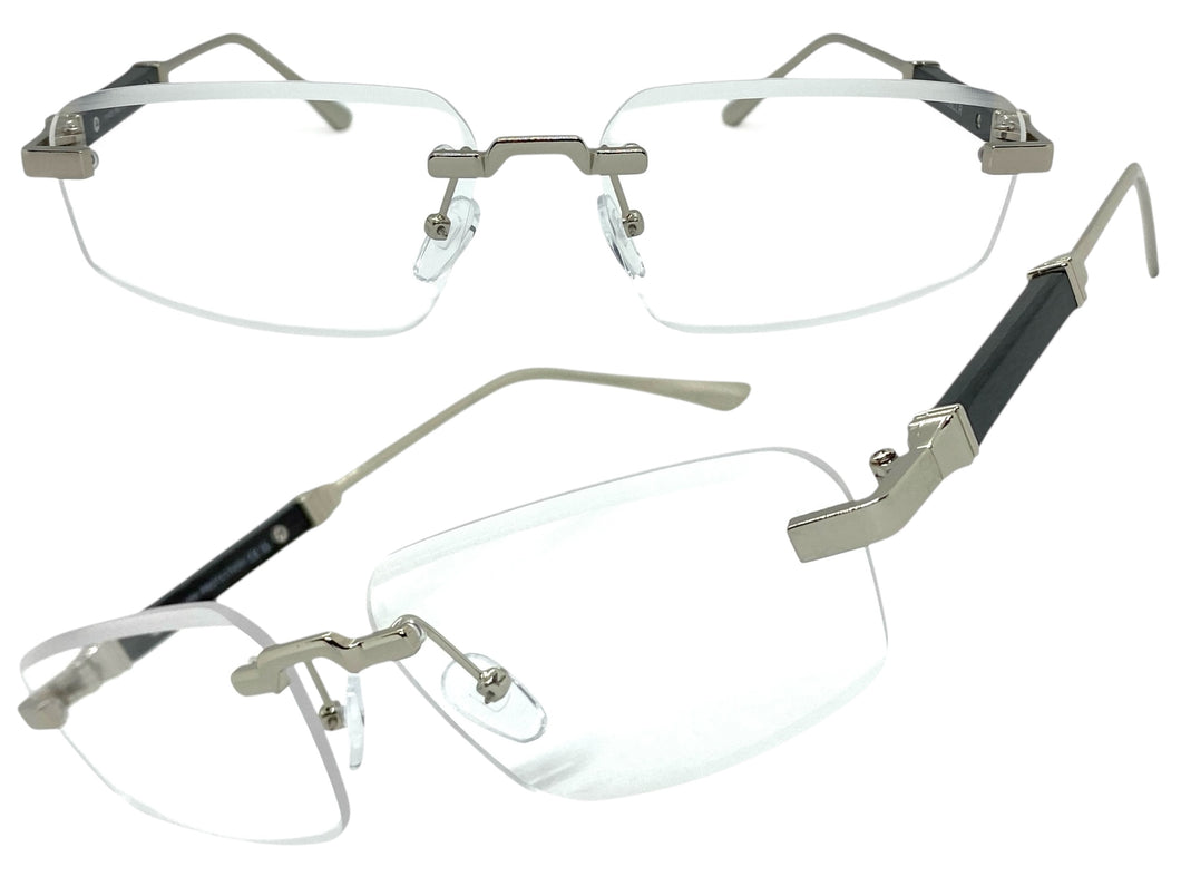 Classy Elegant Luxury Modern Style Clear Lens EYEGLASSES Rimless Silver Frame 5335