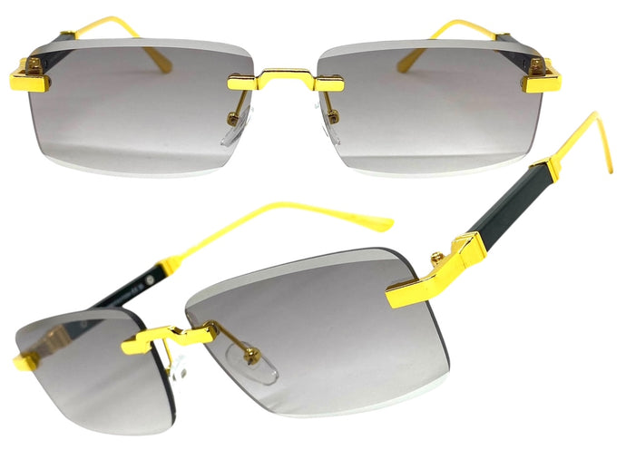 Classy Elegant Luxury Modern Style SUNGLASSES Rimless Gold Frame 5334