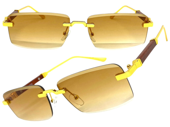 Classy Elegant Luxury Modern Style SUNGLASSES Rimless Gold Frame 5334