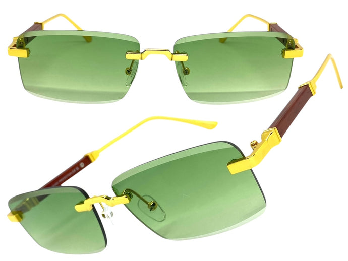 Classy Elegant Luxury Modern Style SUNGLASSES Rimless Gold Frame 5334