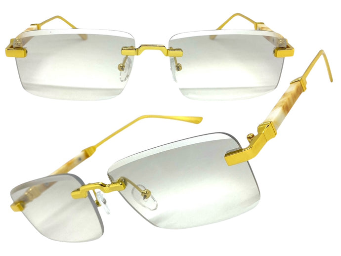Classy Elegant Luxury Modern Style SUNGLASSES Rimless Gold Frame 5334