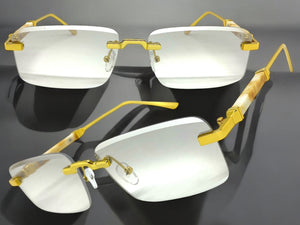 Classy Elegant Luxury Modern Style SUNGLASSES Rimless Gold Frame 5334