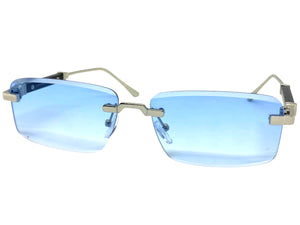 Classy Elegant Luxury Modern Style SUNGLASSES Rimless Silver Frame 5334