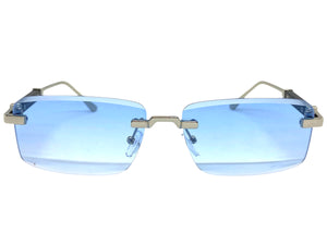 Classy Elegant Luxury Modern Style SUNGLASSES Rimless Silver Frame 5334