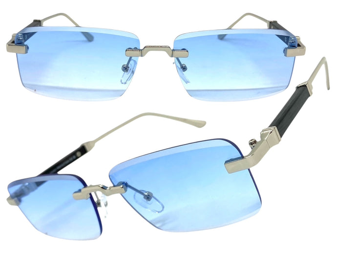 Classy Elegant Luxury Modern Style SUNGLASSES Rimless Silver Frame 5334