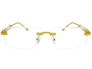 Classy Elegant Luxury Modern Style Clear Lens EYEGLASSES Rimless Gold Frame 5334