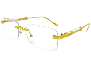 Classy Elegant Luxury Modern Style Clear Lens EYEGLASSES Rimless Gold Frame 5334