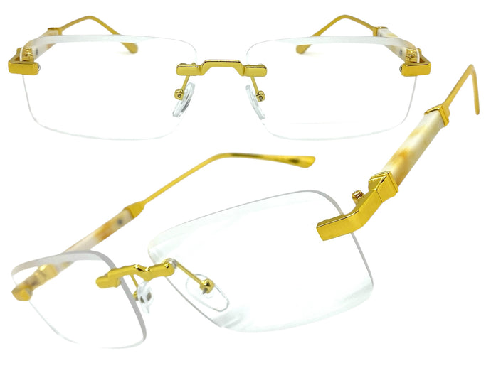 Classy Elegant Luxury Modern Style Clear Lens EYEGLASSES Rimless Gold Frame 5334