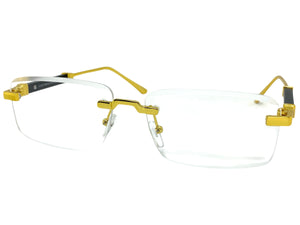 Classy Elegant Luxury Modern Style Clear Lens EYEGLASSES Rimless Gold Frame 5334