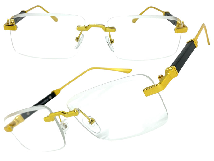 Classy Elegant Luxury Modern Style Clear Lens EYEGLASSES Rimless Gold Frame 5334