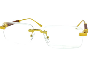 Classy Elegant Luxury Modern Style Clear Lens EYEGLASSES Rimless Gold Frame 5334