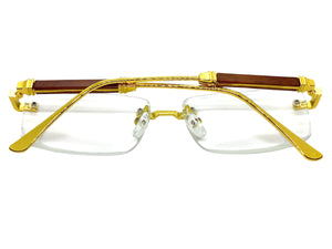 Classy Elegant Luxury Modern Style Clear Lens EYEGLASSES Rimless Gold Frame 5334
