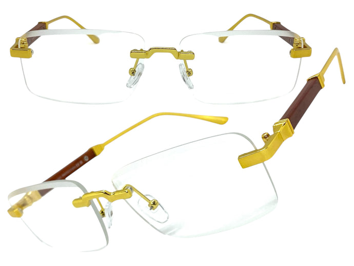 Classy Elegant Luxury Modern Style Clear Lens EYEGLASSES Rimless Gold Frame 5334