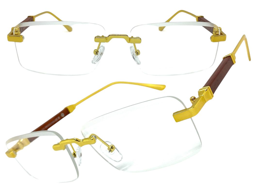 Classy Elegant Luxury Modern Style Clear Lens EYEGLASSES Rimless Gold Frame 5334