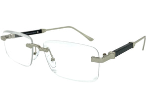 Classy Elegant Luxury Modern Style Clear Lens EYEGLASSES Rimless Silver Frame 5334