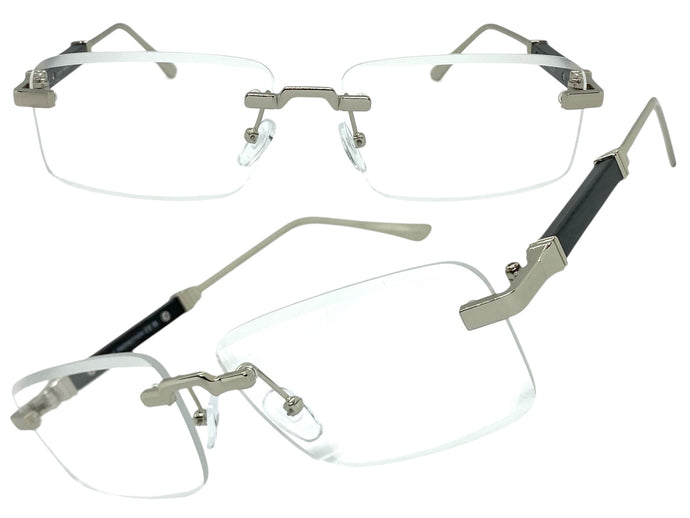 Classy Elegant Luxury Modern Style Clear Lens EYEGLASSES Rimless Silver Frame 5334