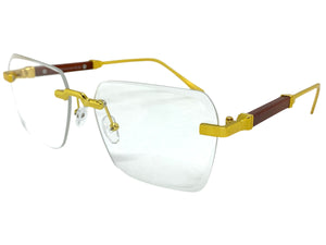 Classy Elegant Luxury Modern Style Clear Lens EYEGLASSES Rimless Gold Frame 5331