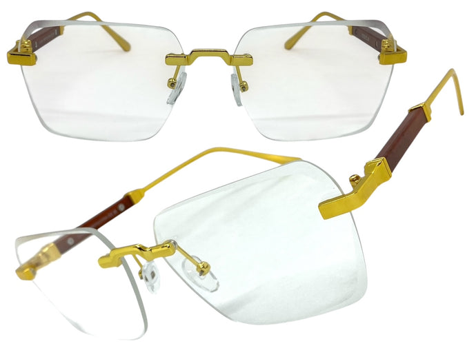 Classy Elegant Luxury Modern Style Clear Lens EYEGLASSES Rimless Gold Frame 5331