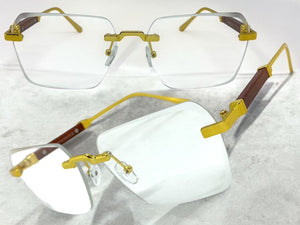 Classy Elegant Luxury Modern Style Clear Lens EYEGLASSES Rimless Gold Frame 5331