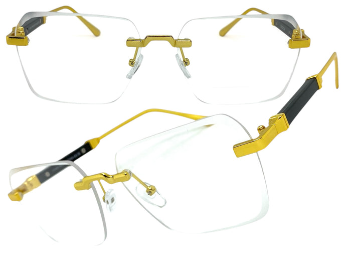 Classy Elegant Luxury Modern Style Clear Lens EYEGLASSES Rimless Gold Frame 5331