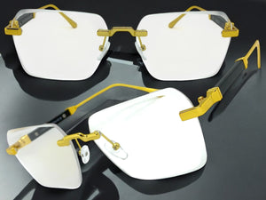 Classy Elegant Luxury Modern Style Clear Lens EYEGLASSES Rimless Gold Frame 5331