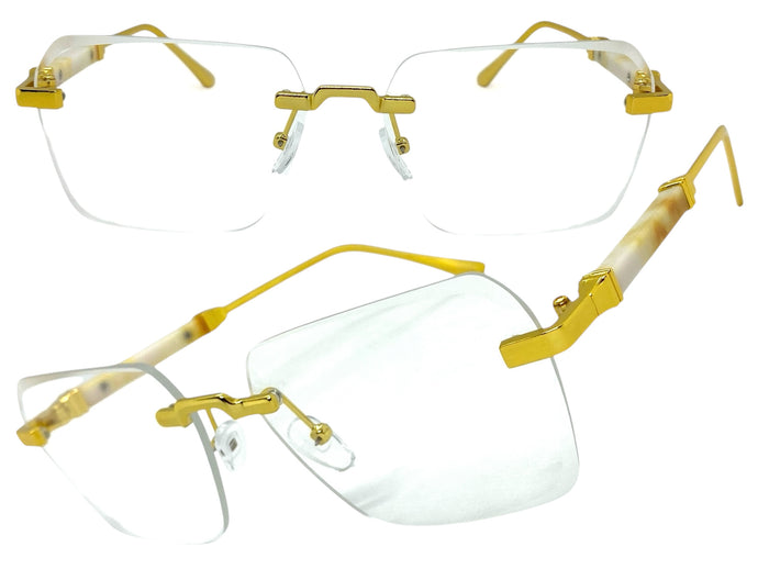 Classy Elegant Luxury Modern Style Clear Lens EYEGLASSES Rimless Gold Frame 5331