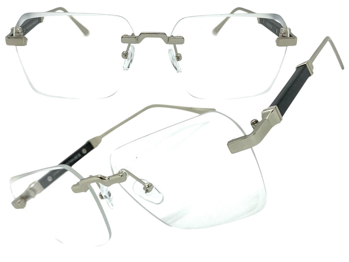 Classy Elegant Luxury Modern Style Clear Lens EYEGLASSES Rimless Silver Frame 5331