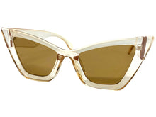 Oversized Vintage Retro Cat Eye Style SUNGLASSES Large Thick Pointy Champagne Frame 80696