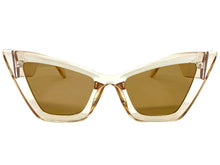 Oversized Vintage Retro Cat Eye Style SUNGLASSES Large Thick Pointy Champagne Frame 80696