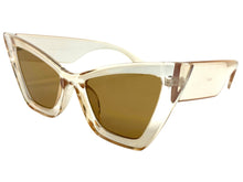 Oversized Vintage Retro Cat Eye Style SUNGLASSES Large Thick Pointy Champagne Frame 80696