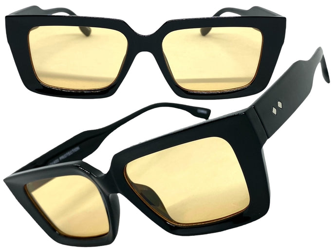 Classic Hardcore Vintage Retro Style SUNGLASSES Black Frame Nude Lens 80887