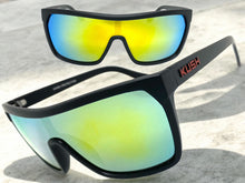 Oversized Modern Retro Shield Style KUSH SUNGLASSES Large Matte Black Frame 6211