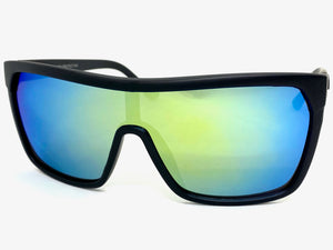 Oversized Modern Retro Shield Style KUSH SUNGLASSES Large Matte Black Frame 6211