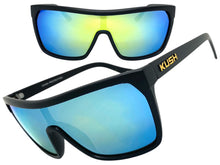 Oversized Modern Retro Shield Style KUSH SUNGLASSES Large Matte Black Frame 6211