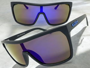 Oversized Modern Retro Shield Style KUSH SUNGLASSES Large Matte Black Frame 6211