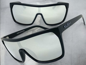 Oversized Modern Retro Shield Style KUSH SUNGLASSES Large Matte Black Frame 6211