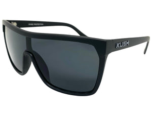 Oversized Modern Retro Shield Style KUSH SUNGLASSES Large Matte Black Frame 6210