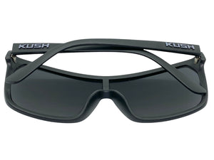 Oversized Modern Retro Shield Style KUSH SUNGLASSES Large Matte Black Frame 6210