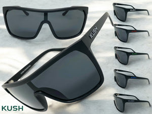 Oversized Modern Retro Shield Style KUSH SUNGLASSES Large Matte Black Frame 6210