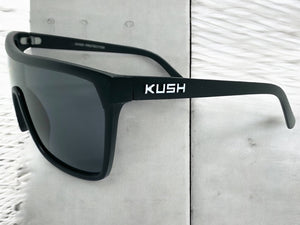 Oversized Modern Retro Shield Style KUSH SUNGLASSES Large Matte Black Frame 6210