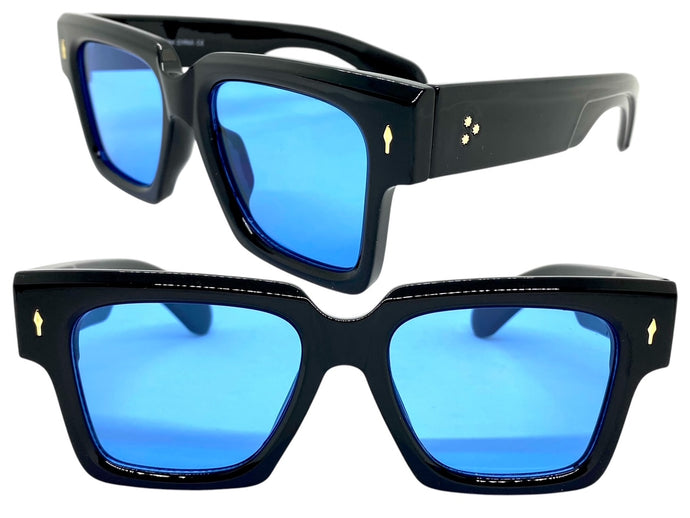Oversized Classic Vintage Retro Style SUNGLASSES Large Thick Square Black Frame 59294
