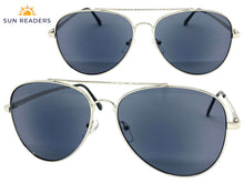 Classic Vintage Retro Aviator Style READING SUNGLASSES READERS Silver Frame Lens Strength +1.50